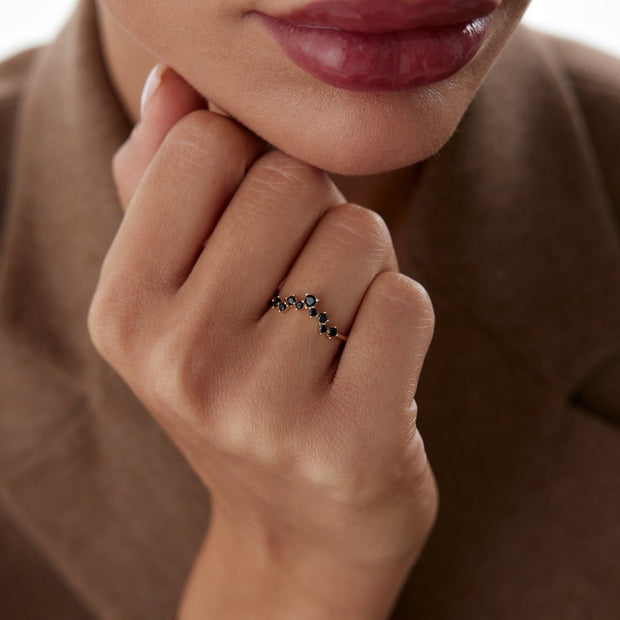 14k Gold Black Nova Ring