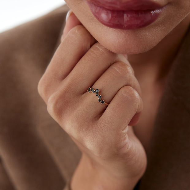 14k Gold Black Nova Ring