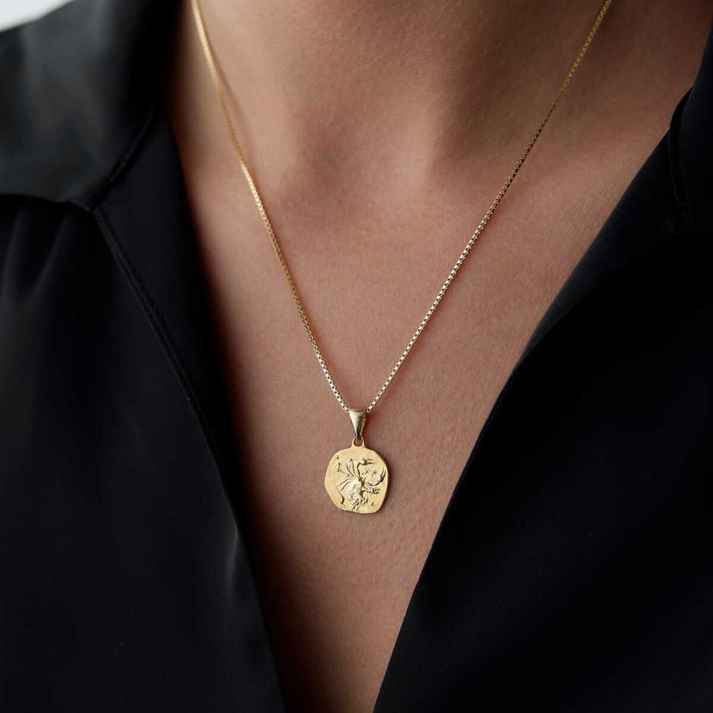 14k Gold Scorpio Zodiac Necklace - Solid 14k Gold Necklace