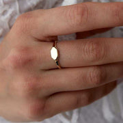 Hexagonal Initial Ring - Solid 14k Gold Ring