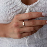 Hexagonal Initial Ring - Solid 14k Gold Ring