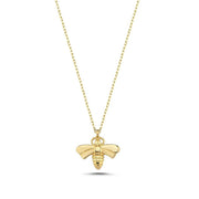 14k Gold Gold Bee Necklace - Solid 14k Gold Necklace