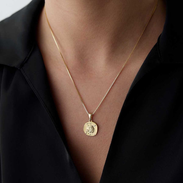 14k Gold Leo Zodiac Necklace - Solid 14k Gold Necklace