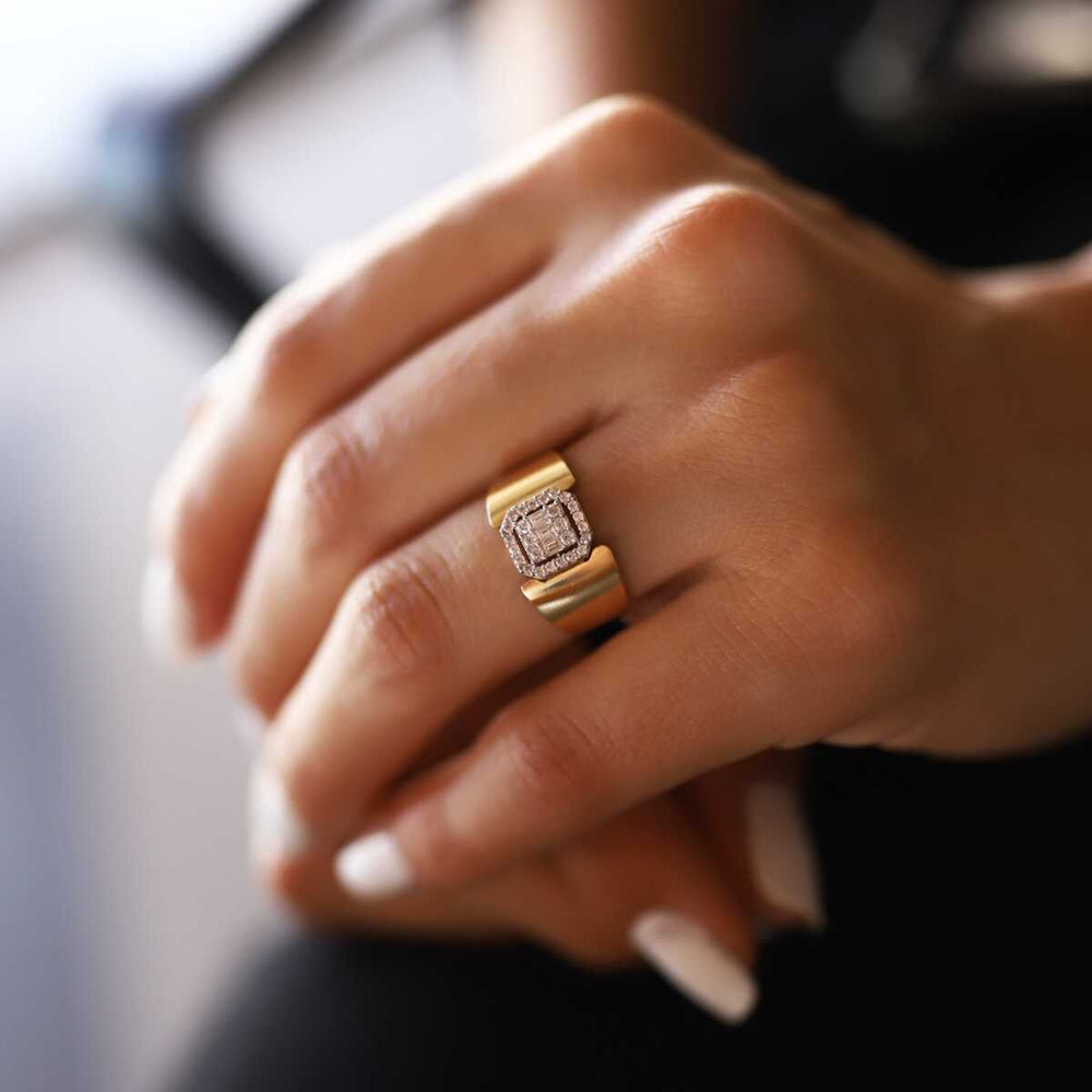Baguette Shield Signet Ring - Solid 14k Gold Ring
