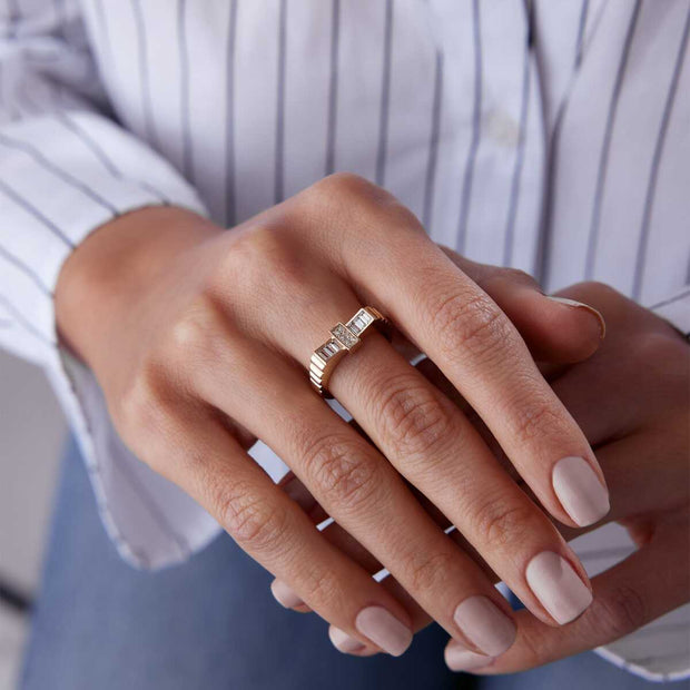 Baguette Prizma Ring - Solid 14k Gold Ring