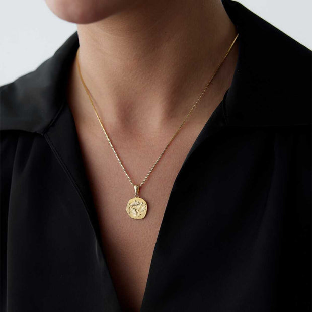 14k Gold Pisces Necklace - Solid 14k Gold Necklace