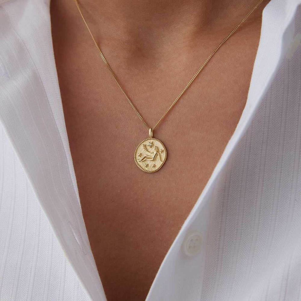 14k Gold Virgo Necklace - Solid 14k Gold Necklace