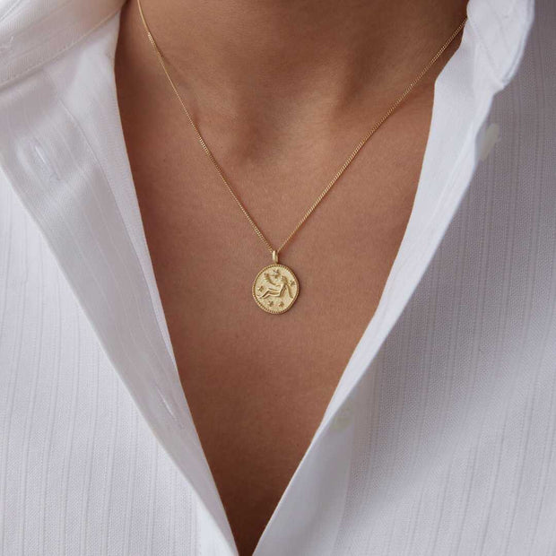 14k Gold Virgo Necklace - Solid 14k Gold Necklace