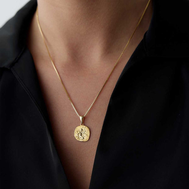 14k Gold Virgo Zodiac Necklace - Solid 14k Gold Necklace