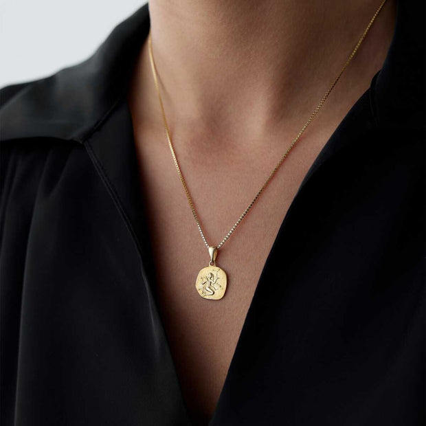 14k Gold Virgo Zodiac Necklace - Solid 14k Gold Necklace