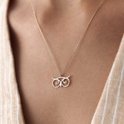 14k Gold Owl Head Necklace - Solid 14k Gold Necklace