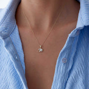 14k Gold White Enamel Elephant Necklace - Solid 14k Gold Necklace