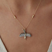 14k Gold Black Phoenix Necklace - Solid 14k Gold Necklace