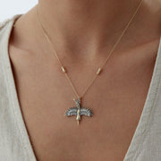 14k Gold Black Phoenix Necklace - Solid 14k Gold Necklace
