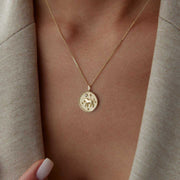 14k Gold Taurus Necklace - Solid 14k Gold Necklace