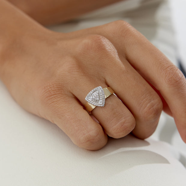 Bold Trapez Ring - Solid 14k Gold Ring