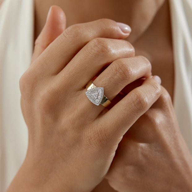 Bold Trapez Ring - Solid 14k Gold Ring