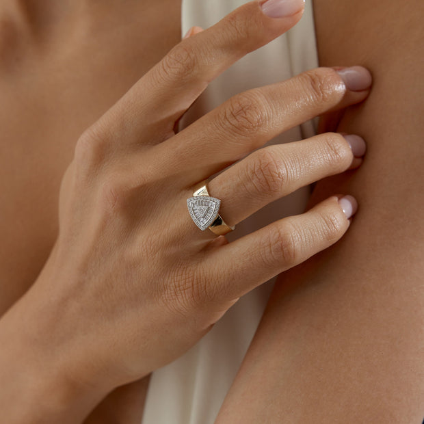 Bold Trapez Ring - Solid 14k Gold Ring