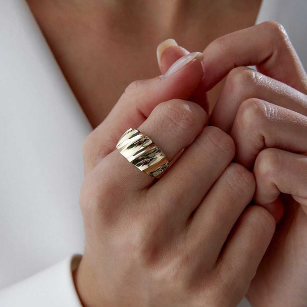 14k Gold Croissant Ring - Solid 14k Gold Ring
