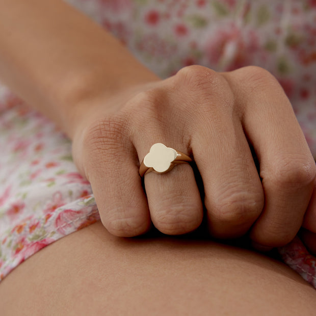Bold Clover Ring - Solid 14k Gold Ring