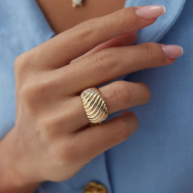 Croissant Ring 14k Gold - Solid 14k Gold Ring