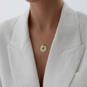 14k Gold Zodiac Wheel Necklace - Solid 14k Gold Necklace