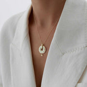 14k Gold Zodiac Wheel Necklace - Solid 14k Gold Necklace