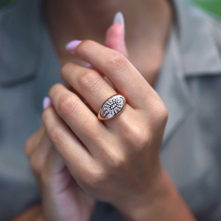Flower Pattern  Ring - Solid 14k Gold Ring
