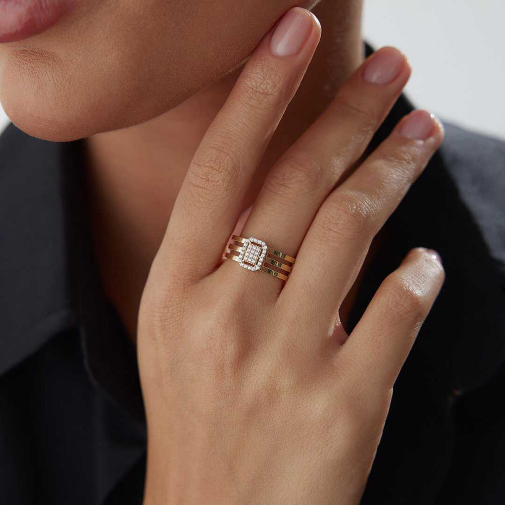 Daisy Mesh Ring - Solid 14k Gold Ring