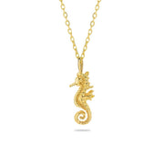 14k Gold Seahorse Necklace - Solid 14k Gold Necklace
