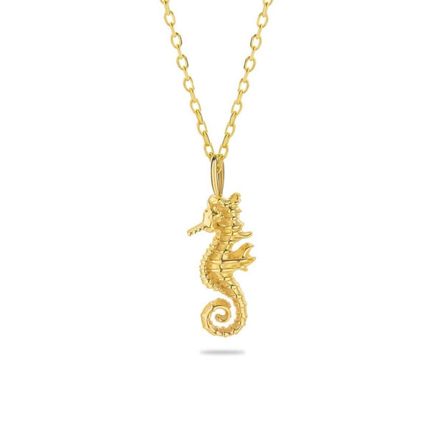 14k Gold Seahorse Necklace - Solid 14k Gold Necklace