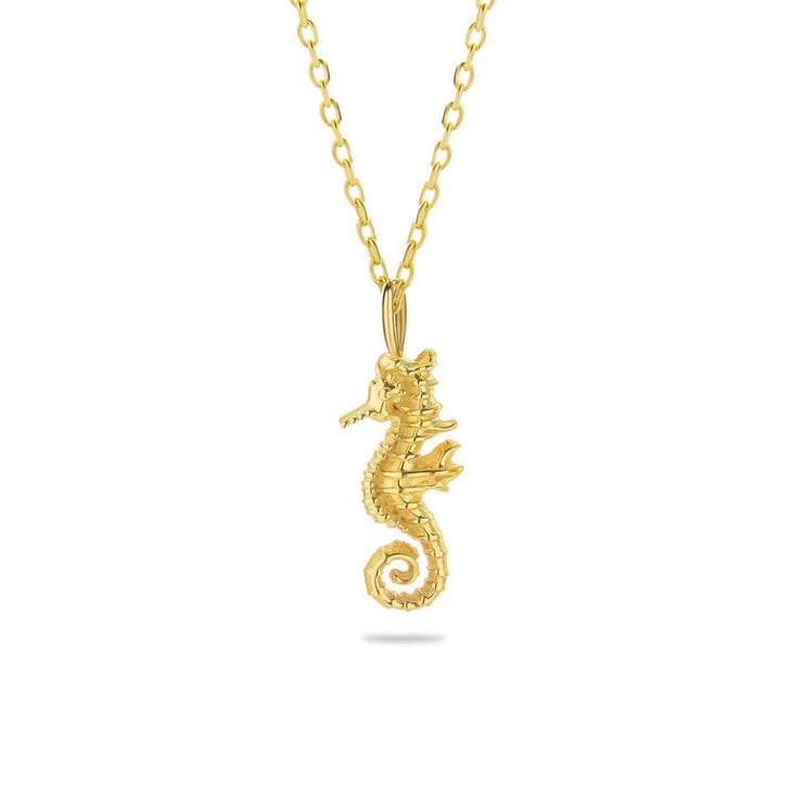 14k Gold Seahorse Necklace - Solid 14k Gold Necklace