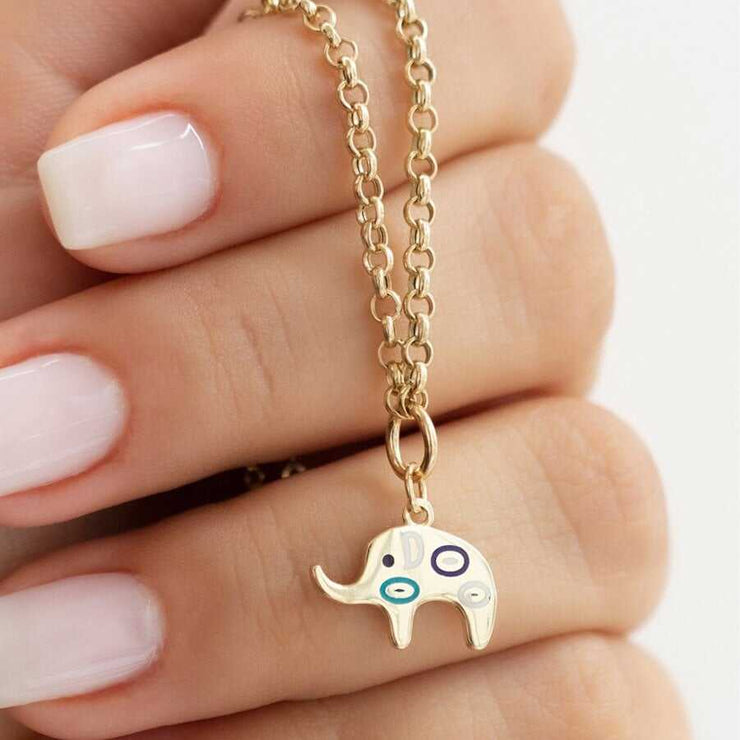 14k Gold Elephant Talisman Necklace - Solid 14k Gold Necklace