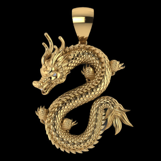 Solid Gold Dragon Pendant