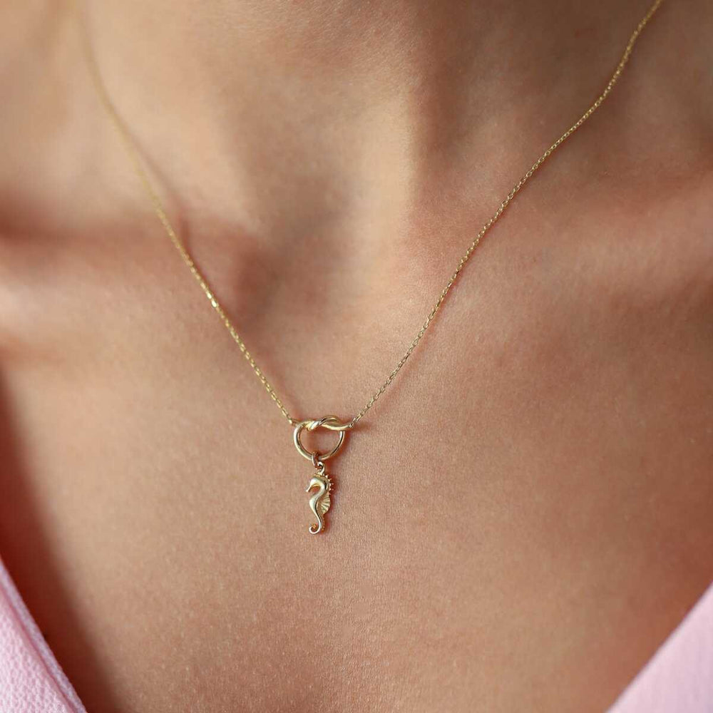 14k Gold 14k Solid Gold  Seahorse Necklace - Solid 14k Gold Necklace