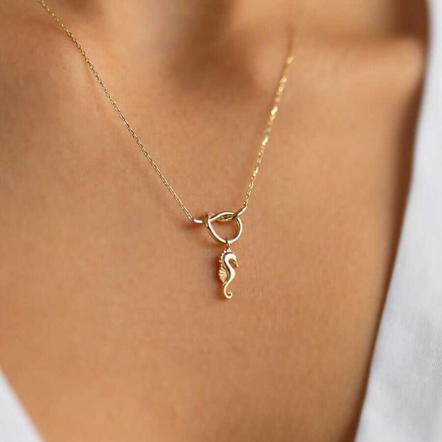 14k Gold 14k Solid Gold  Seahorse Necklace - Solid 14k Gold Necklace