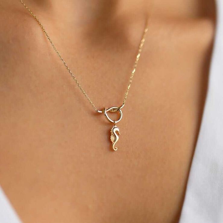 14k Gold 14k Solid Gold  Seahorse Necklace - Solid 14k Gold Necklace