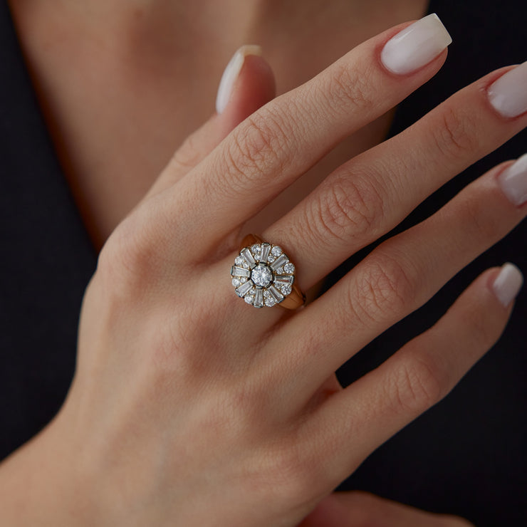 Ebon Flower Ring in solid 14k gold