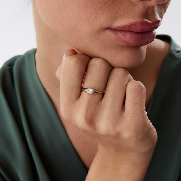 Solitaire Ring - Solid 14k Gold Ring