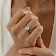 Flower Baguette Ring - Solid 14k Gold Ring