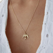 14k Gold Bird Necklace - Solid 14k Gold Necklace