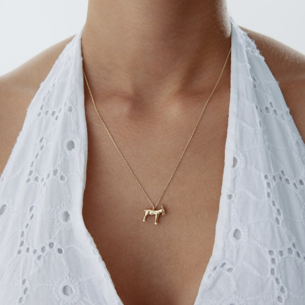 Goat Necklace in 14k Solid Gold - Solid 14k Gold Necklace