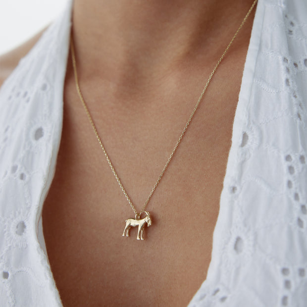 Goat Necklace in 14k Solid Gold - Solid 14k Gold Necklace