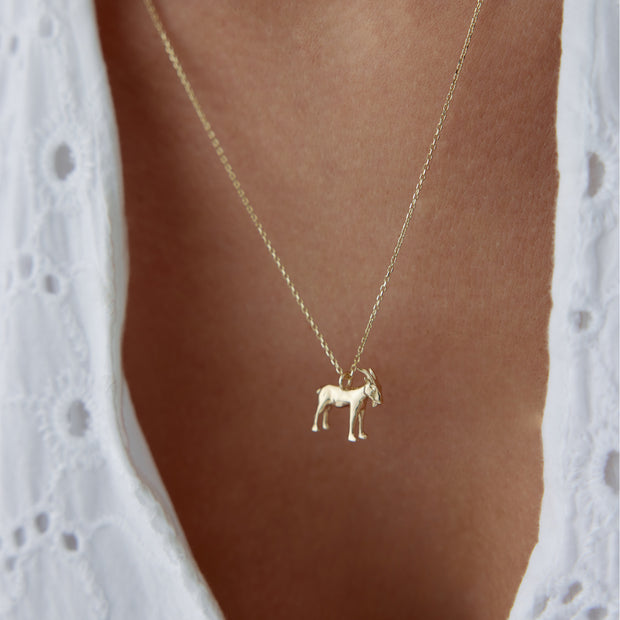 Goat Necklace in 14k Solid Gold - Solid 14k Gold Necklace