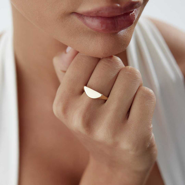 Half Moon Ring - Solid 14k Gold Ring