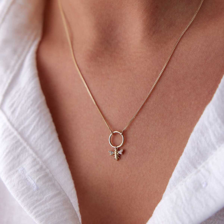 14k Gold 14k Solid Gold Bee Necklace - Solid 14k Gold Necklace