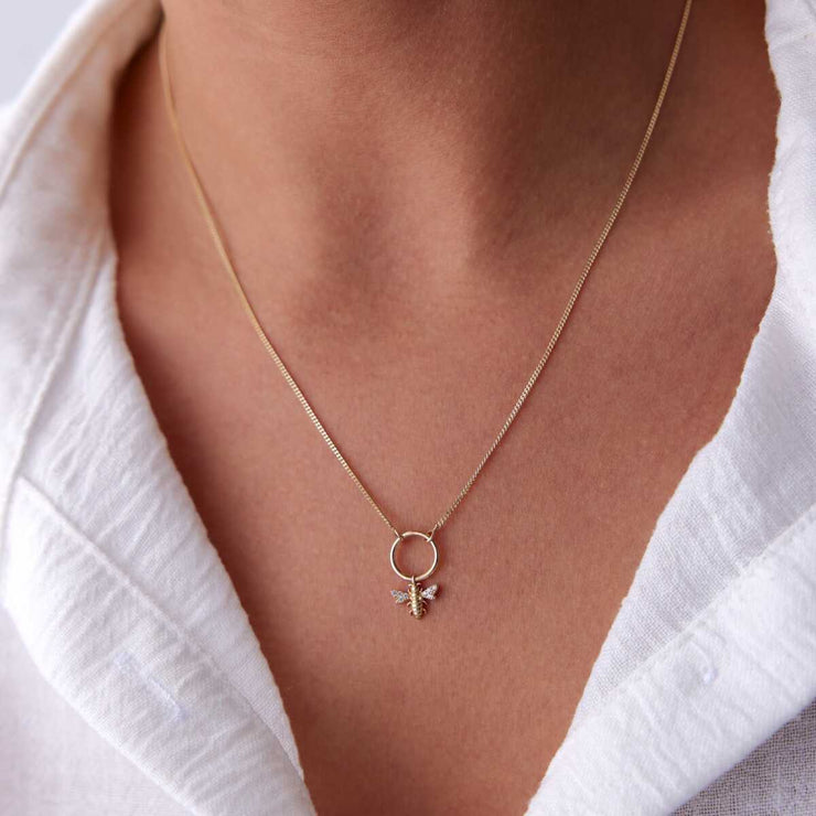 14k Gold 14k Solid Gold Bee Necklace - Solid 14k Gold Necklace