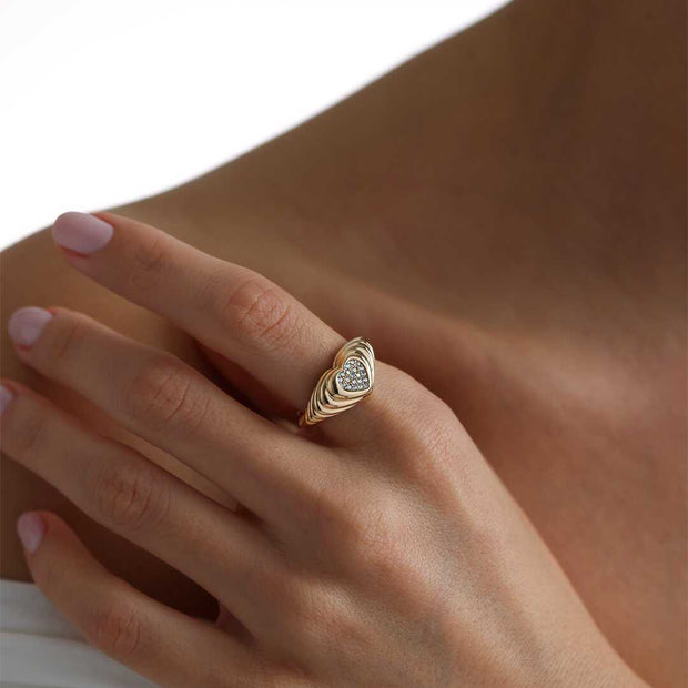 Heart Ring - Solid 14k Gold Ring