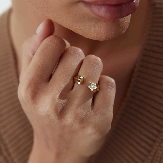 Star Ring - Solid 14k Gold Ring