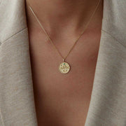 14k Gold Gemini Necklace - Solid 14k Gold Necklace